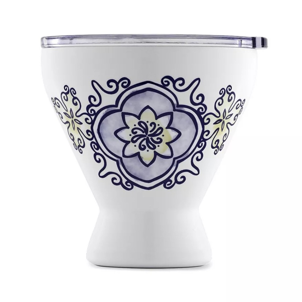 Thirstystone by Cambridge 11 oz Insulated Cocktail Tumbler W/ Lid Navy Tile